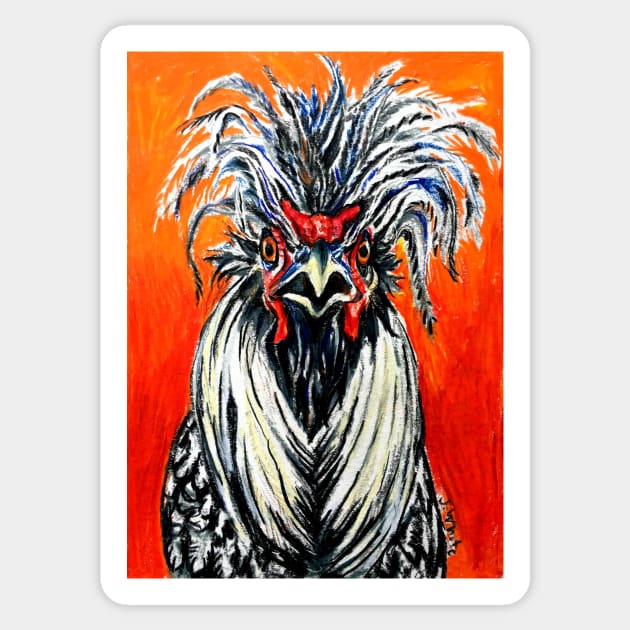 Fiery Polish Rooster, Roody Sticker by jenesaiscluck